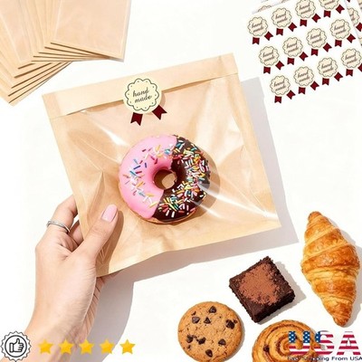 Bakery Bags W/ Window Sealable Food Safe Cookie Packaging Treats Party Favors US