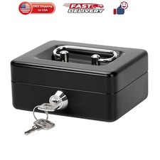 Jssmst X-Small Cash Box with Lock - Money Saving Box for Cash Coins, Small Lock