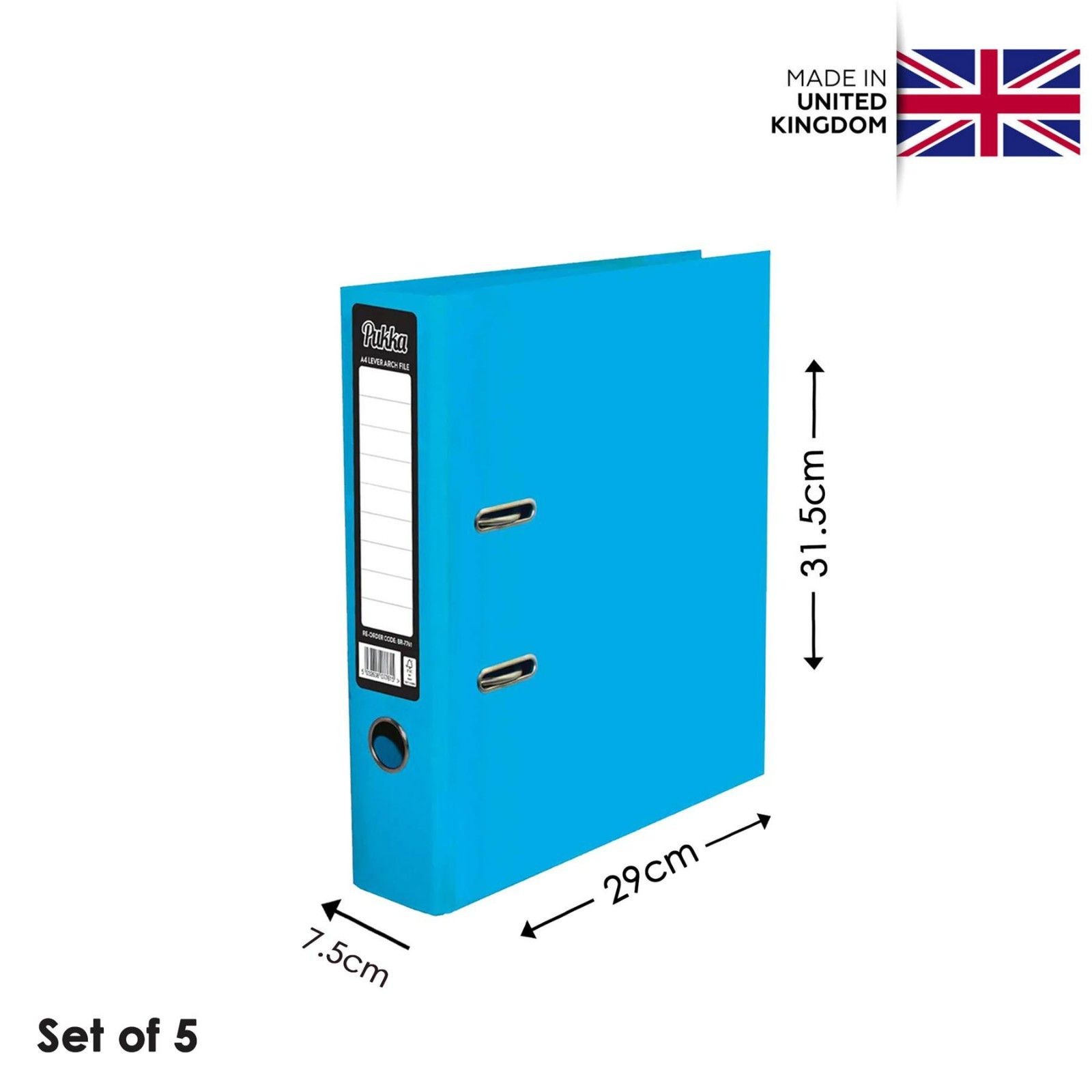 5 x Pukka Lever Arch Files A4 Document Folders 1728 Blue (JO)