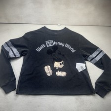 Walt Disney World XS Metallic Mickey Mouse Lightweight cropped Sweatshirt NWT