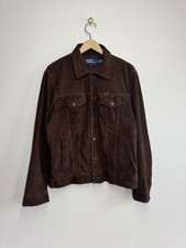 Polo Ralph Lauren Goat Suede Trucker Jacket Tobacco Brown Size M