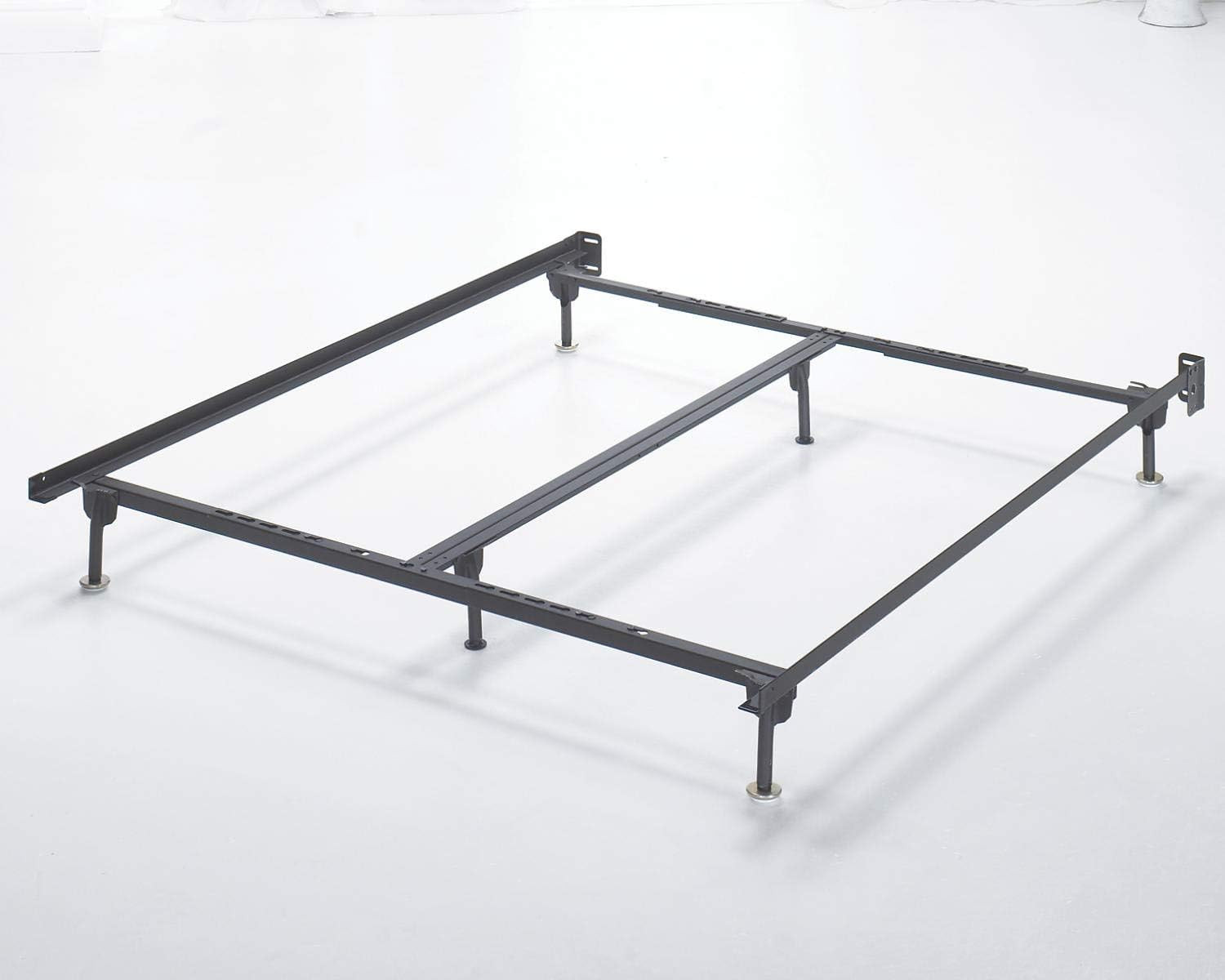 Adjustable King/California Metal Bed Frame with Floor Protectors - Black