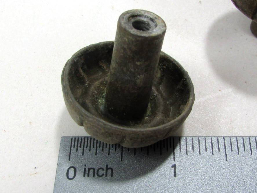 Vtg Floral Knob Drawer Pulls Mid Century Ajax 840 Brass Plated Set of 3 'Dirty'