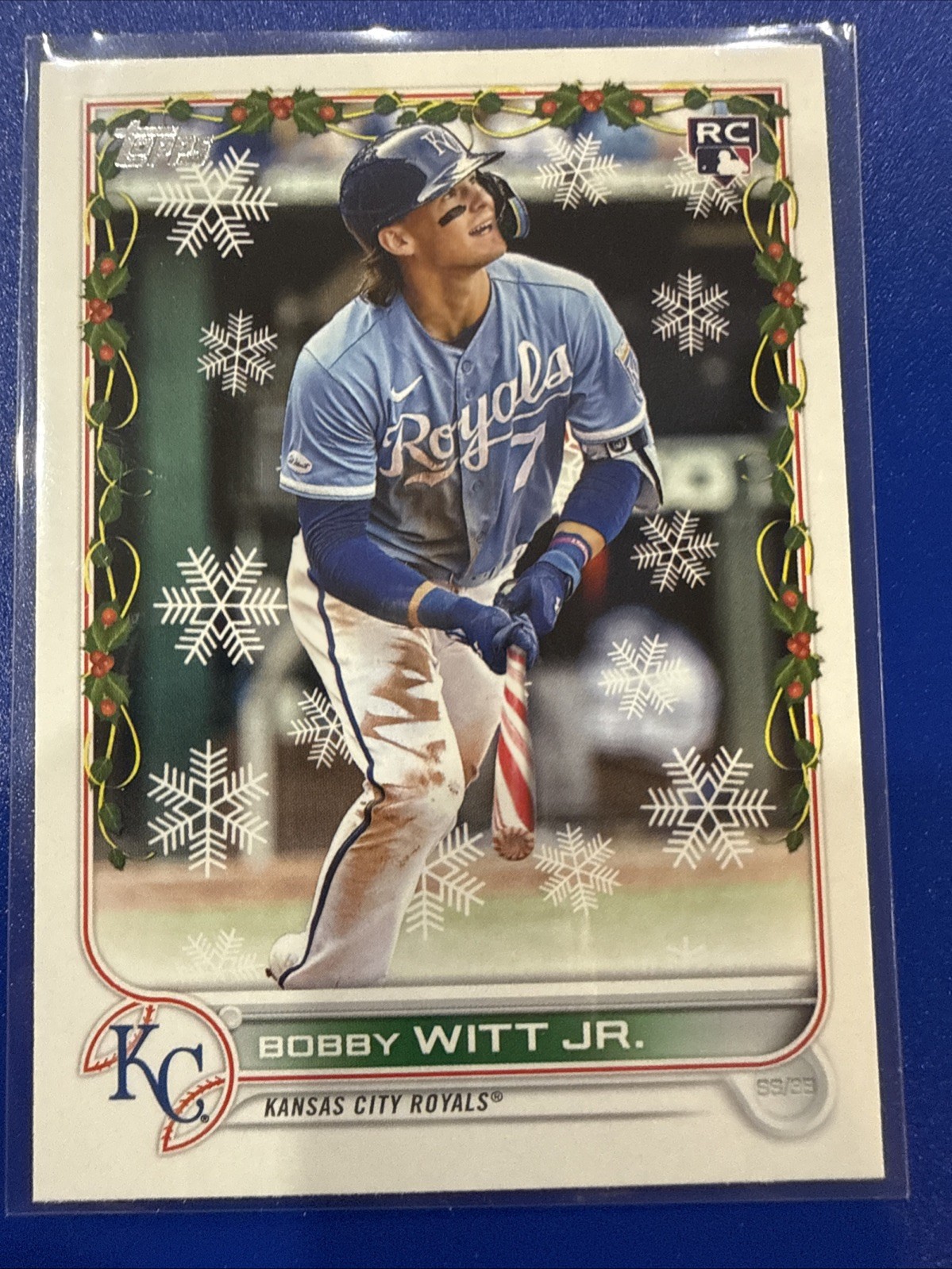 2022 Topps Holiday - Variation Bobby Witt Jr. #HW150 Candy Cane Bat (RC)