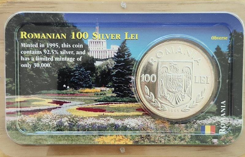 Romania 1995 100 Lei 0.925 Silver Coin FAO 50th Anniversary Uncirculated