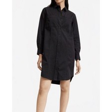 Everlane Shirt Dress Black Button Up Long Sleeve Womens Knee Length Size 4