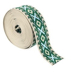 5Yards Cotton Webbing Strap 50mm Jacquard Webbing Purse Strap Green-Blue