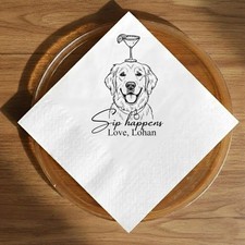 Custom Dog Wedding Napkins   Personalized Pet Couple Cocktail Napkins