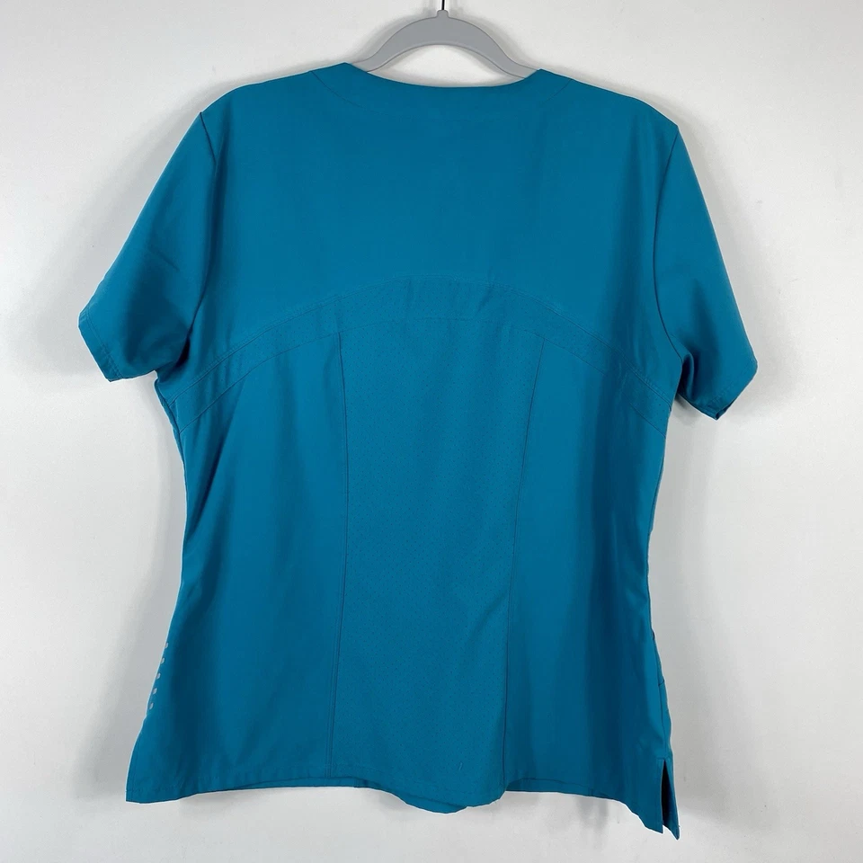 Blusa Médica Barco Talla Única Grande en Forma de Pulso Cuello en V Verde Azulado 5106 Foto 4 de 4