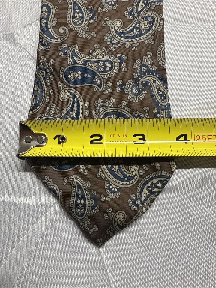 Windsor Men’s Neck Tie, Paisley Pattern In Brown With Blue - Image 2 of 4