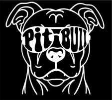 Pitbull Car decal Mirror decals of Pitbull Pitbull With glasses 5x6 inches cute 