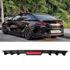 Matte Black Rear Bumper Diffuser W Led Brake Light For Mazda 3 6 N