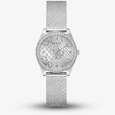 Guess Ladies Boa Silver Mesh Crystal Watch GW0748L1