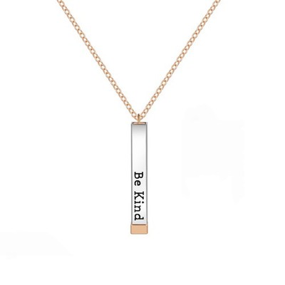 Be Kind Of A B Necklaces for Women Inspirational Rose Gold Square Tubes Pendant