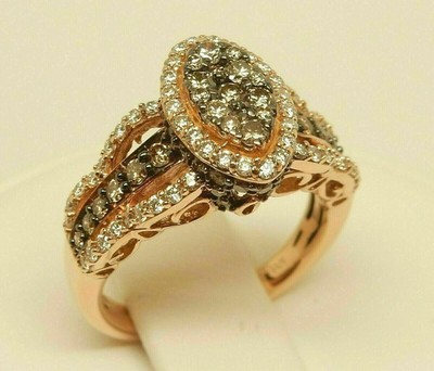 2.25 Ct Lab-Created Brown & White Diamond Wedding Ring 14K Rose Gold Plated