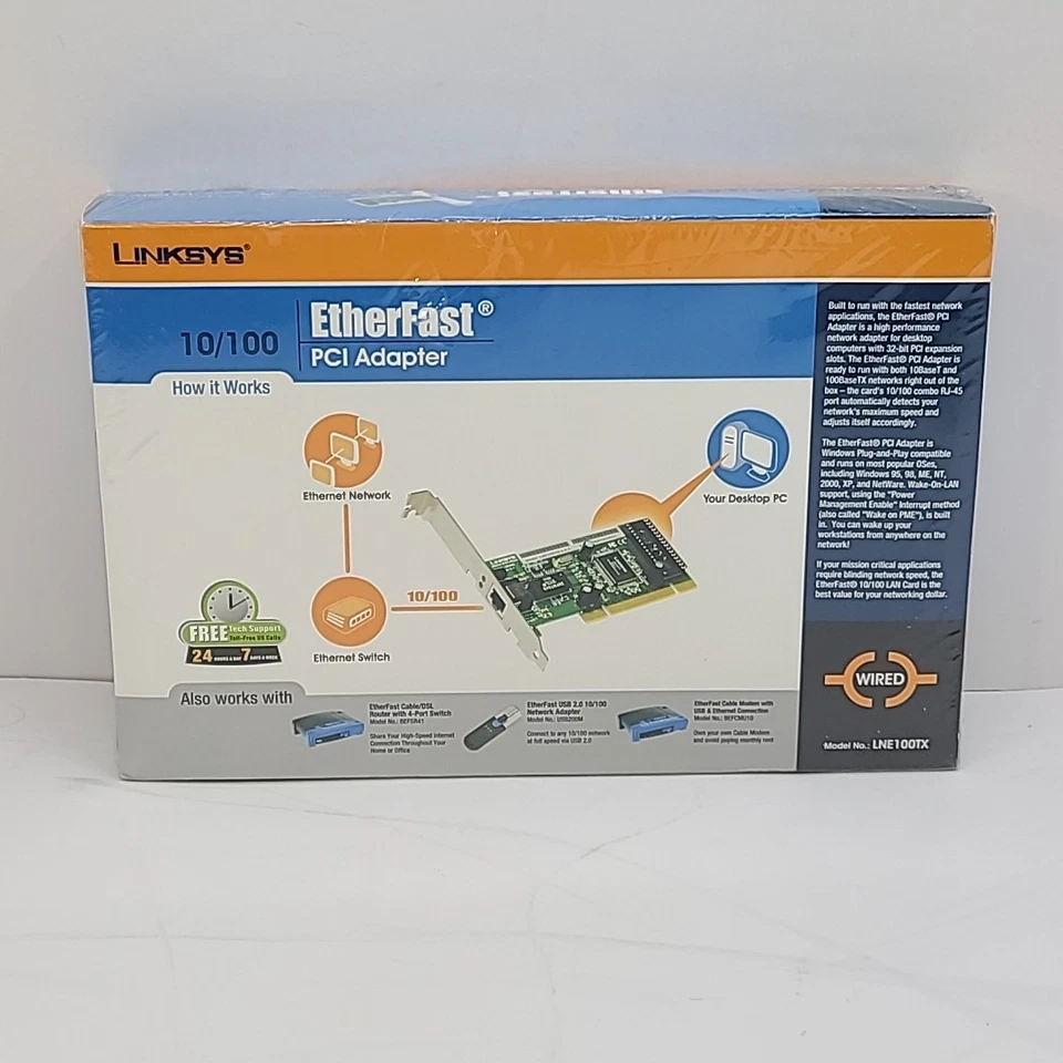 Linksys 10/100 LAN Card Etherfast PCI Adapter LNE100TX *New Sealed Box* - Image 2 of 4