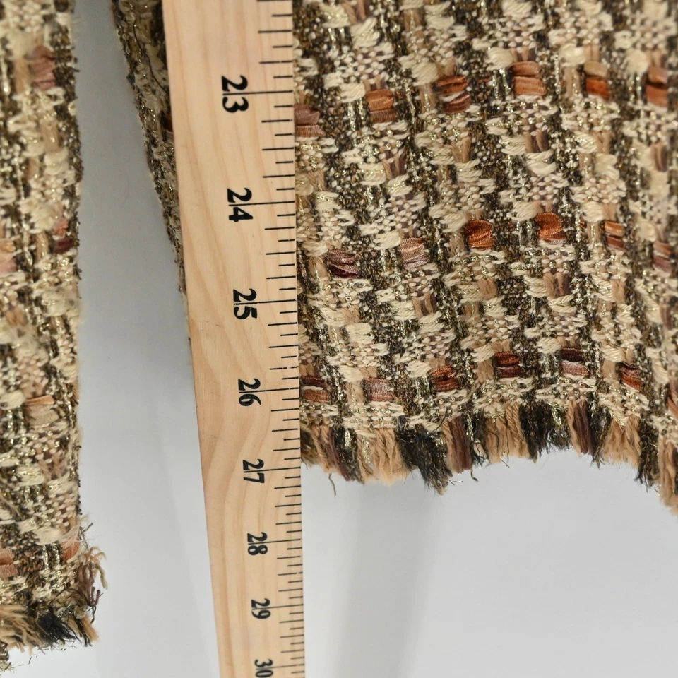 Blazer De Colección DANA BUCHMAN Mujer Tweed Talla 6 Marrón Preppy Chaqueta a Cuadros Flecos Foto 4 de 4