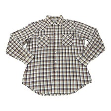 Vintage 70s Levi  s Pearl Snap Button Up Shirt Mens Large Plaid White Tab Western