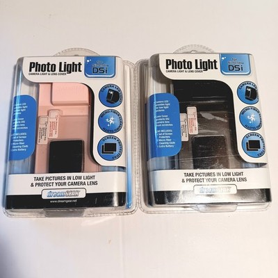 2 NEW dreamGEAR Nintendo DSi Photo Light & Lens Cover w/ Battery PINK & BLACK