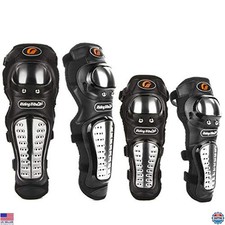 4Pcs Alloy Steel Motorcycle Knee Elbow Pads Motocross Shin Guards Protector