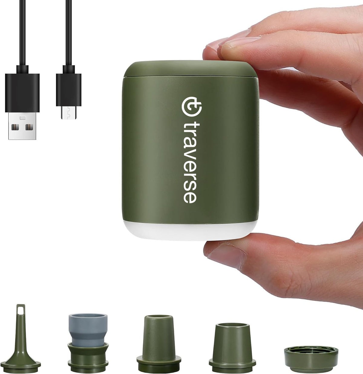 НАДУВНОЙ НАСОС TRAVERSE NANO СО ВСТРОЕННЫМ ФОНАРЕМ И МАГНИТНЫМ ДИЗАЙНОМ - ЗЕЛЕНЫЙ