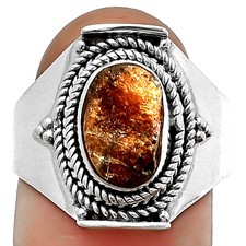 Natural Sunstone Rough 925 Sterling Silver Ring s.9 Jewelry R-1397