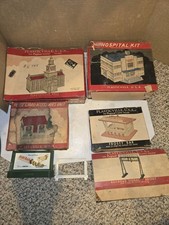 5 Vintage 50s Train Railroad,Plasticville Building Kits,Hospital,Hall,Frosty Bar
