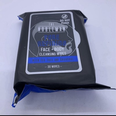 The Nobleman Pore Refining Face & Body Wet Cleansing Wipes Tea Tree & Charcoal