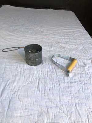 Metal Pastry Kneader and Vintage Flour Sifter