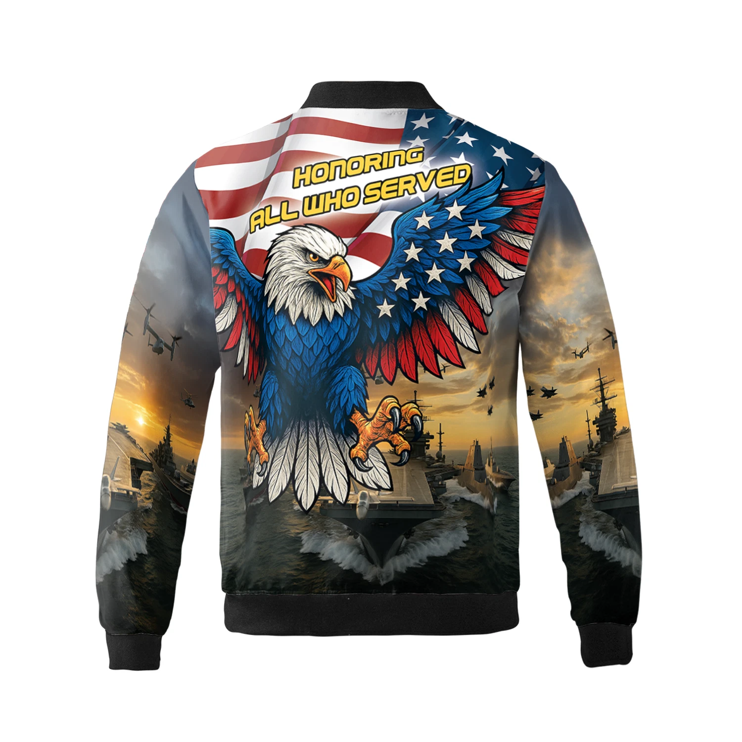 Patriotic Eagle USA Flag Bomber Jacket for Veterans Day