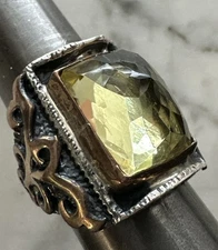 Massive Citrine Bora Sterling Silver  Ring, size 7