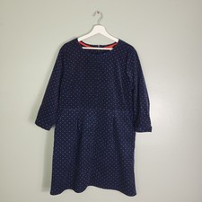 Joules Womens Dress UK16 Regular Fit Cotton Navy Poka Dot Knee Length SKU 2011