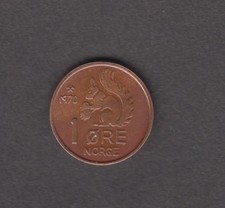 Norway 1970. 1 Ore. Crowned monogram of Olav V. Squirrel.  KM#403