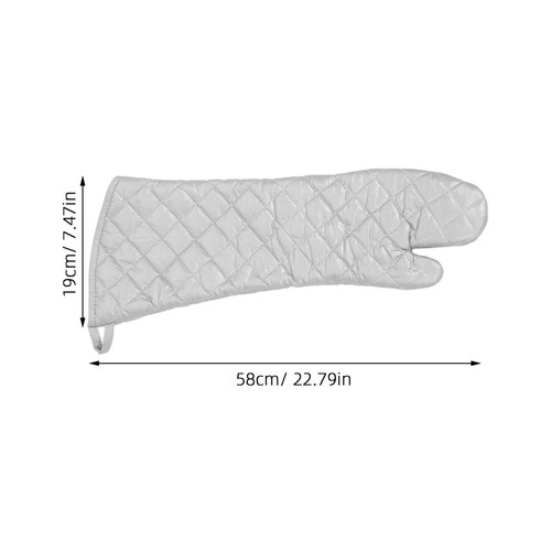 Oven Mitt: 22.8 Inch Extra Long Heat Resistant Oven Gloves - Kitchen Cotton - Foto 6 di 12