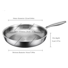 Padella in Acciaio Inox Al Titanio 22/24/26/28/30Cm Antiaderente Wok per Casa Uo