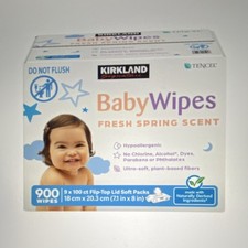 Kirkland Signature Baby Wipes Fresh Spring Scent 900 Count 9x100 Hypoallergenic