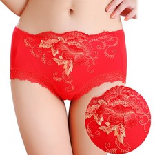 3X Women Middle Waist Knickers Briefs Lady Flower Embroidery Underwear Panties