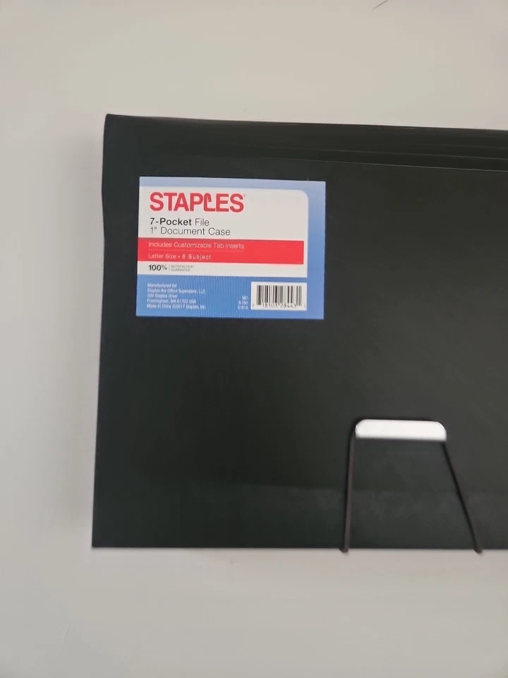 Staples 7-Pocket File With 1” Document Case With Tab Inserts Letter Size Black. - Image 2 of 4