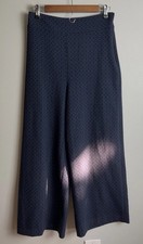 Zara Wide Leg Trousers Navy Blue Black Geometric Print Size Medium Women s
