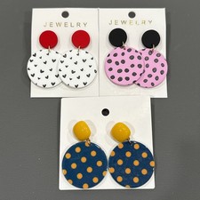 Ladybug heart Pattern Dangle Earrings with Stud red black, yellow pink white