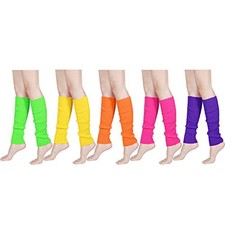 Syhood 80s Women Neon Leg 5 Rose, Fluorescent Green, Yellow, Orange, Purple