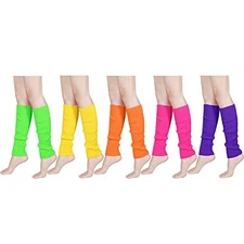 Syhood 80s Women Neon Leg 5 Rose, Fluorescent Green, Yellow, Orange, Purple