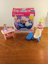 Cochecito Fisher Price Dream casa de muñecas niñera y accesorios para bebés #4638 1994