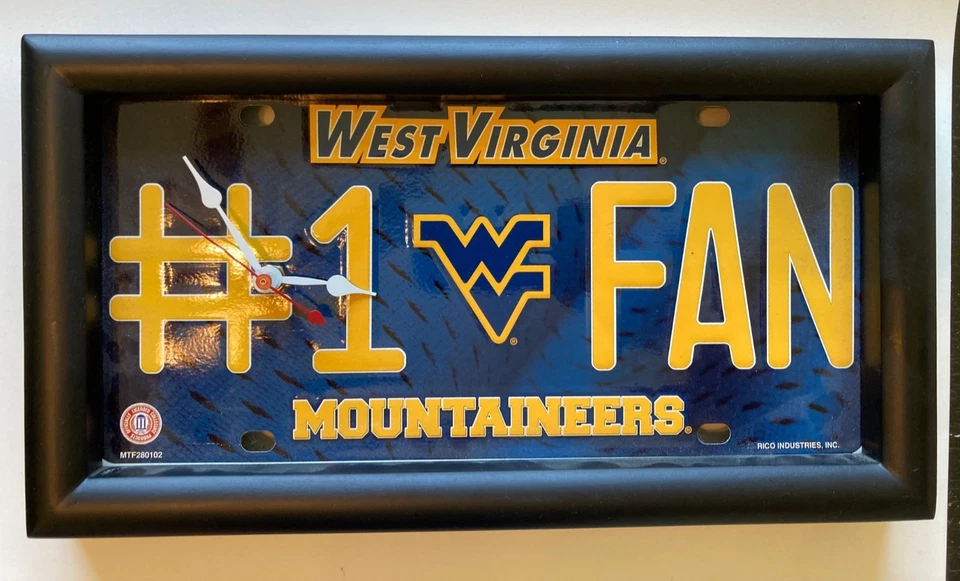 West Virginia Mountaineers # 1 Ventilador Cuarzo Placa Reloj - Probado y Funciona Foto 2 de 4