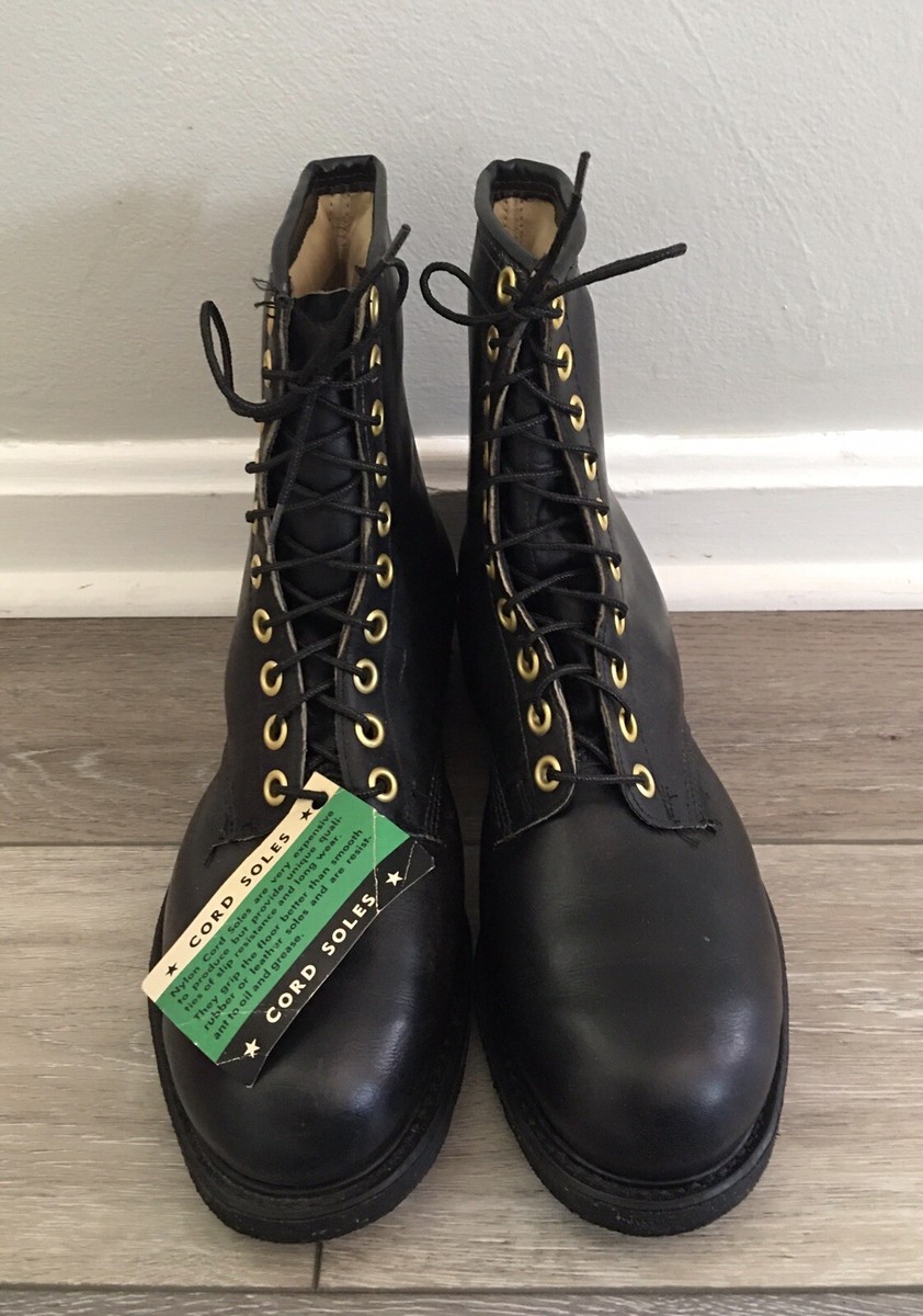 Deadstock NWT 50s? Black Leather Insulated Steel Toe Cord Sole
