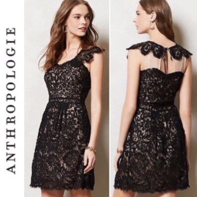 Yoana Baraschi Black Lace Overlay Sheer Open Back Fit & Flare Dress No Slip  Sz 4 | eBay