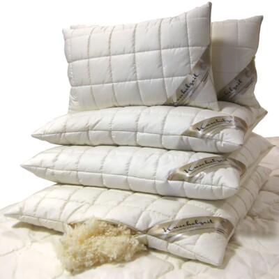 Merino Kopfkissen mit Schafschurwollkugeln Schurwoll-Kissen Made in Germany