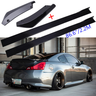 Rear Bumper Lip Splitter Spoiler Canard + Side Skirts For Infiniti