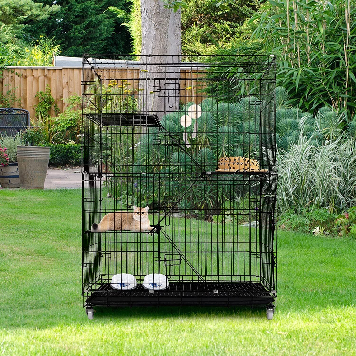 Large Cat Cage Enclosure Metal Wire 4Tier Kennel DIY Playpen Catio