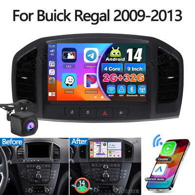 Car Radio For Buick Regal 2009-2013 Android 14 Car Stereo Radio CarPlay SWC +Cam
